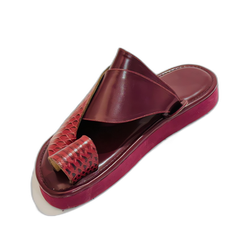 Red Embroidered Oriental Shoes – Handmade Luxury Footwear with Snake Pattern